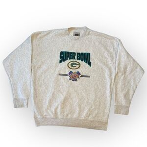 Vintage Green Bay Packers Crewneck Sweatshirt XL Super Bowl 31 XXXI USA 97 Gray